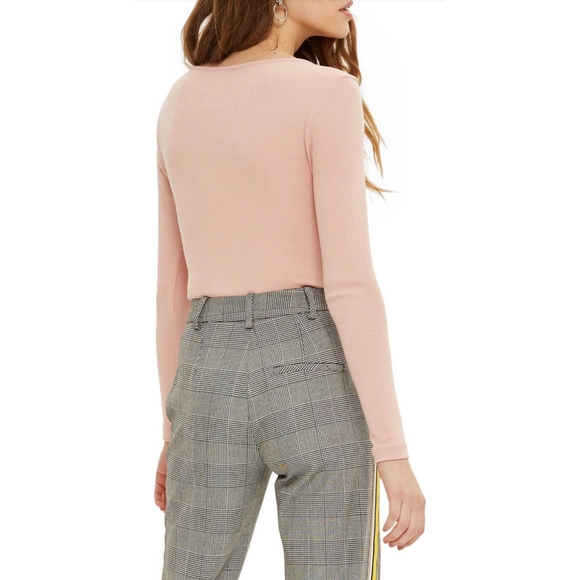 Pink ring pull zipper ribbed bodysuit - Picture 4 of 9